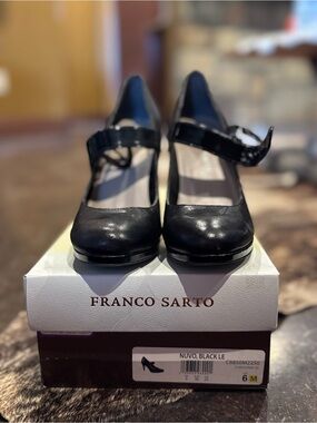 Franco Sarto Black Mary Jane Heels with Strap
